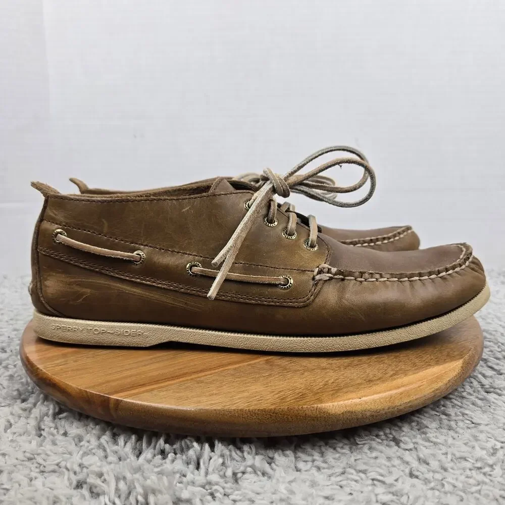 Sperry Top Sider Men 12M Authentic Original Brown Leather Chukka Boot Boat Shoe